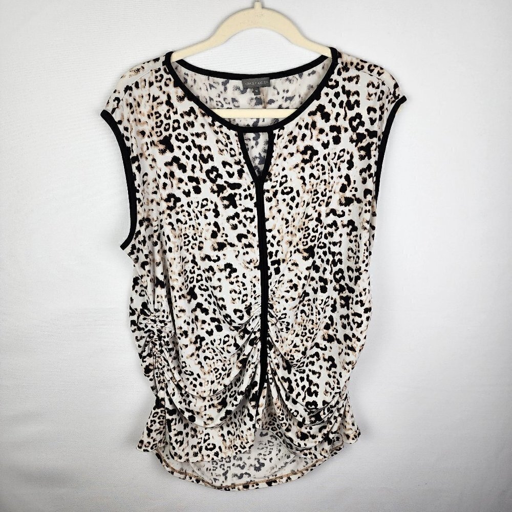 Vince Camuto‎ Animal Print Ruched Key Hole Top 1X